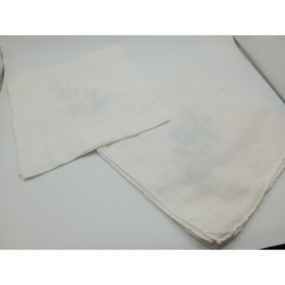 Set 2 NOS Womens Vintage Hand Embroidered 100% Sheer Cotton Handkerchiefs RARE - Picture 4 of 9